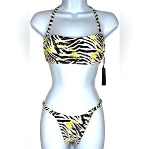 Kendall and Kylie acid zebra bikini small NWT